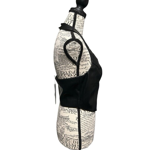 Women Faux Leather Vest Cropped  Button Vest‎ Med Goth Whimsigoth NWT - Picture 3 of 7